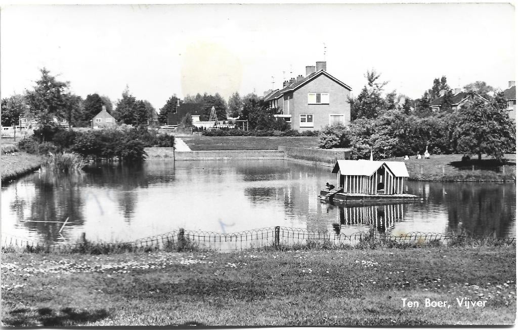 Ten Boer;  Vijver, Verzenden, 1960 tot 1980, Gelopen, Groningen
