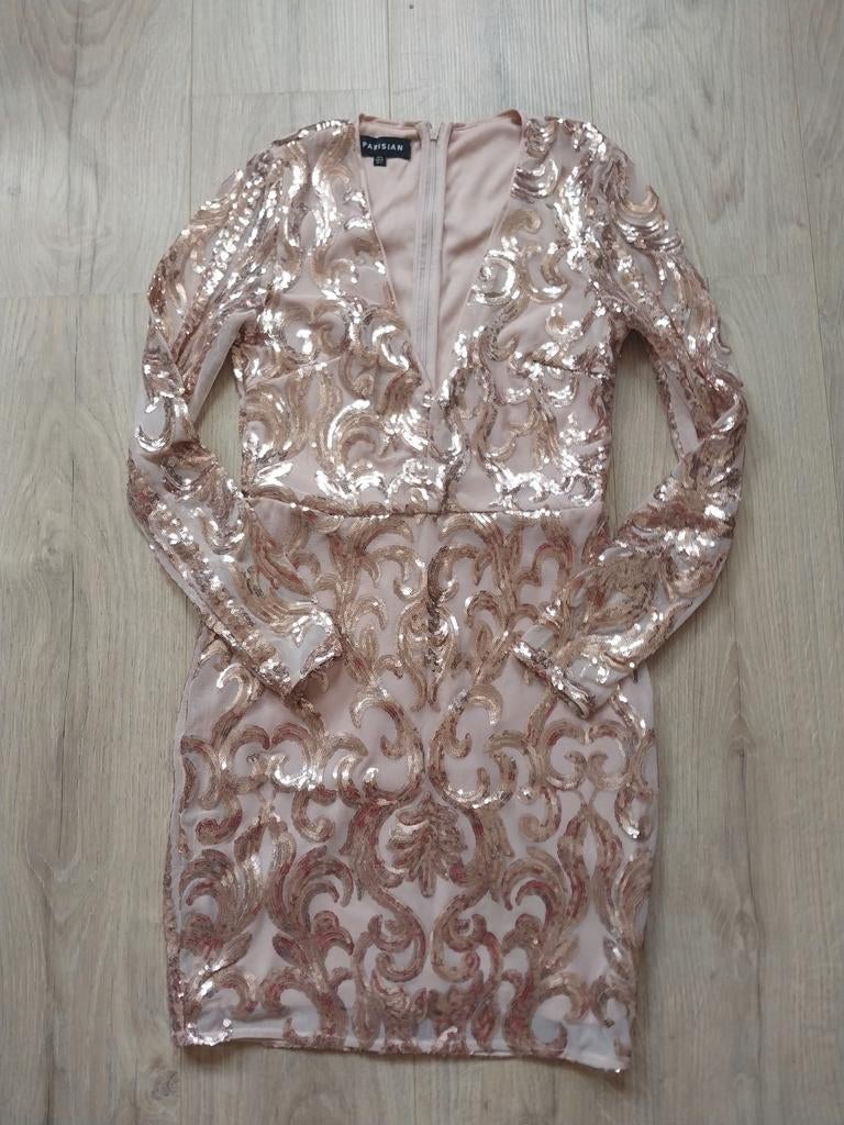 Glitter en glamour cocktail jurk, Nieuw, Ophalen of Verzenden, Roze, Maat 36 (S)