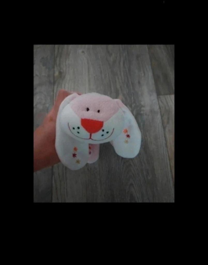 Knuffel hondje roze met witte snuit, Zo goed als nieuw, Middelgroot (20 tot 80 cm), Wasbaar, Hond