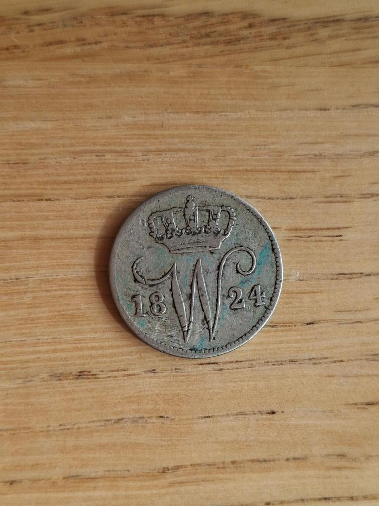 25 cent 1824 B brussel koning Willem I, Postzegels en Munten, Munten | Nederland, Zilver, 25 cent, Ophalen of Verzenden, Koning Willem I