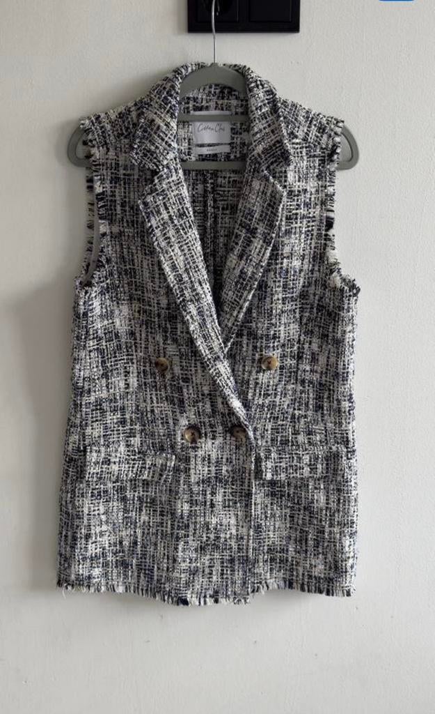 Cotton Club tweed gilet maat S, Kleding | Dames, Ophalen of Verzenden, Zo goed als nieuw, Maat 38/40 (M), Grijs