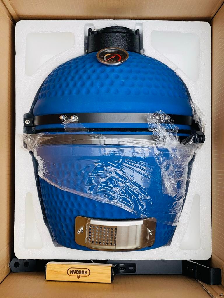 Buccan Kamado BBQ 13 inch - Nieuw & Compleet - Limited Blue, Ophalen of Verzenden, Nieuw, Met accessoires
