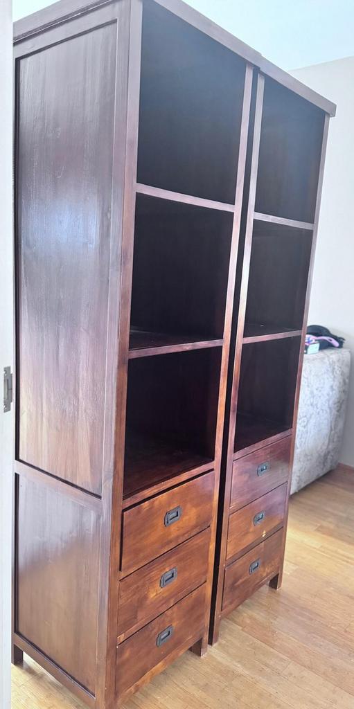 Prachtige zware eikenhouten boekenkast - set van twee, Huis en Inrichting, Kasten | Boekenkasten, Ophalen, Zo goed als nieuw, 25 tot 50 cm