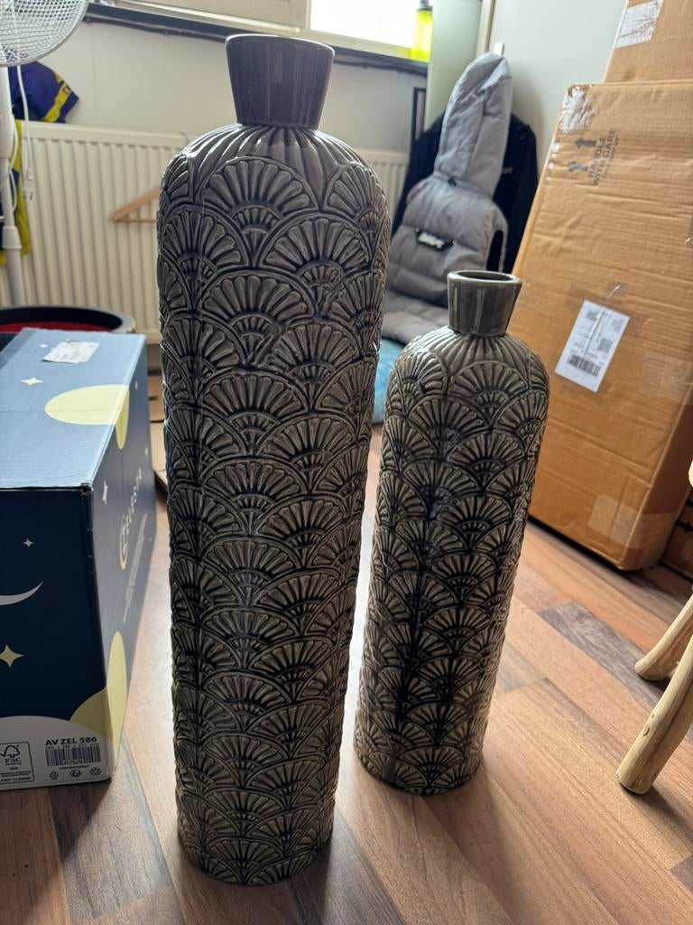 Vazen als set zo goed als nieuw, Huis en Inrichting, Overige kleuren, Ophalen of Verzenden, Minder dan 50 cm, Glas