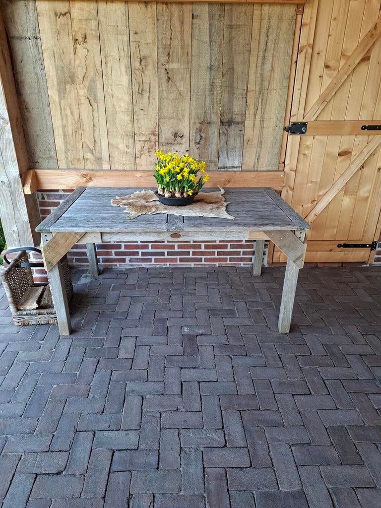 Teakhouten buitentafel, Tuin en Terras, Tuintafels, Ophalen