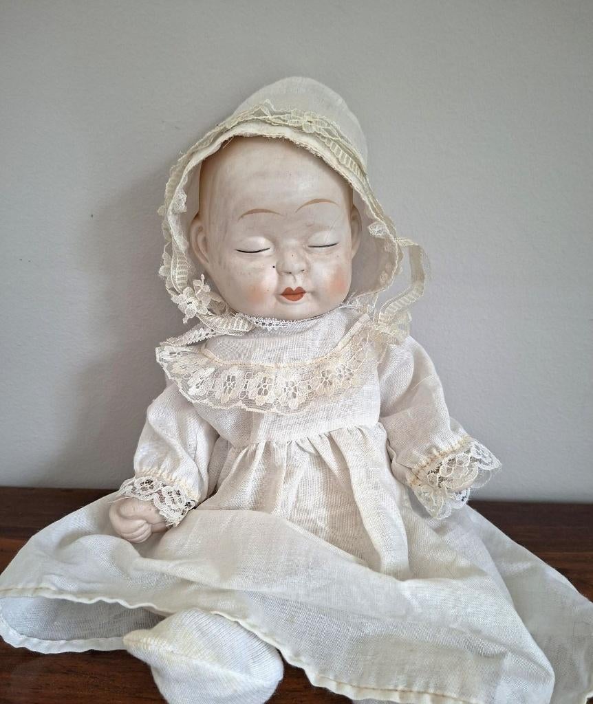 Mooie antiek porseleinen pop - 30 cm -  2 gezichtjes, Antiek en Kunst, Antiek | Speelgoed, Ophalen of Verzenden