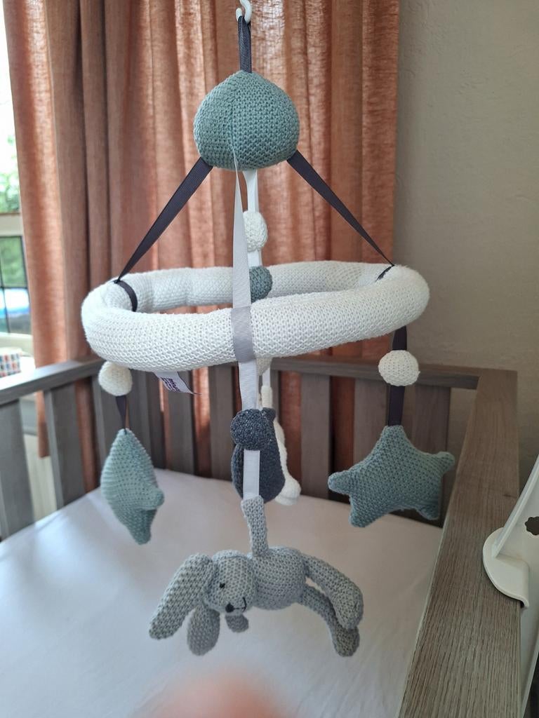 Box mobiel Prénatal wit/blauw met muziekdoosje, Ophalen of Verzenden