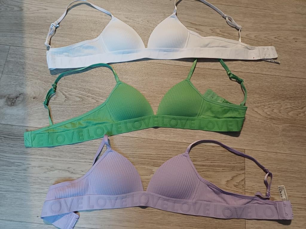 Set van 3 comfortabele BH's - Wit, Groen, Paars - Maat 70AA, Hema, Ophalen of Verzenden, Wit, BH