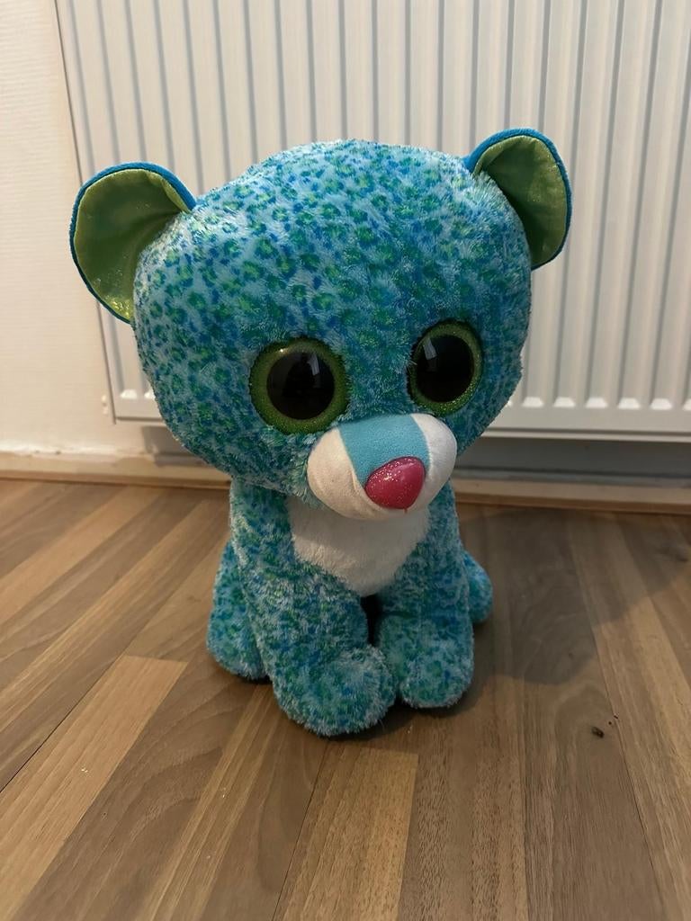 Beanie Boo Groot - Blauwe Luipaard Knuffel, Overige karakters, Overige typen, Blauw, Ophalen of Verzenden