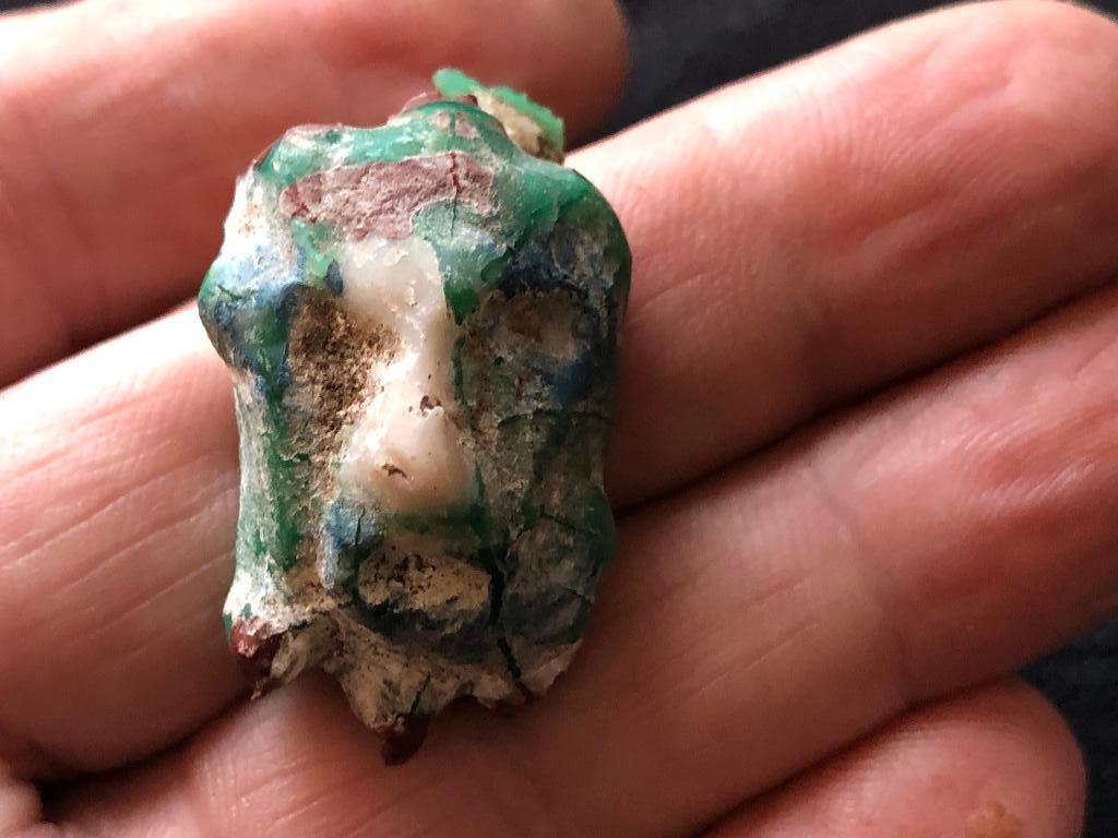 Bodemvondst kleurige GLASHANGER hoofd Phoenicië 2550jr oud!, Antiek en Kunst, Ophalen of Verzenden