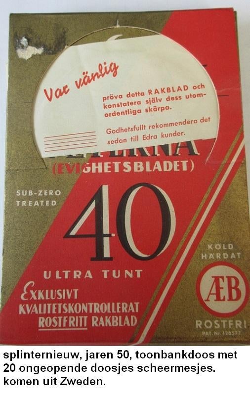 splinternieuw, jrn 60, overdoosje met 20 pakjes scheermesjes, Ophalen of Verzenden, Nieuw