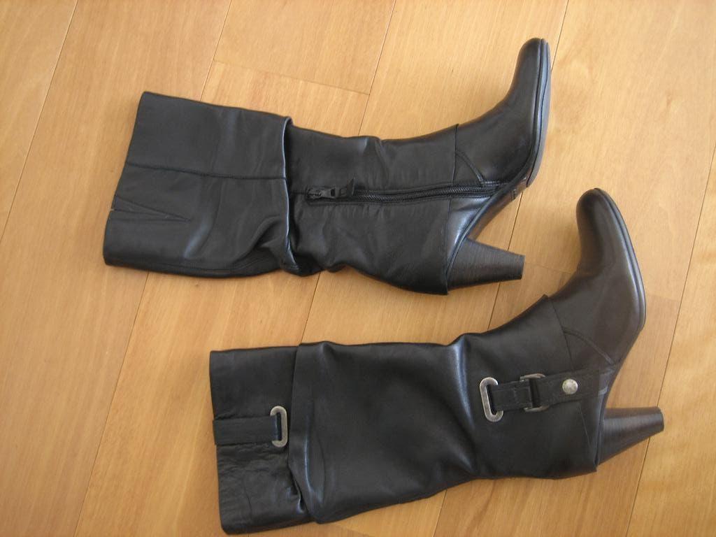 Comfortabel elegant zwart leren laarzen AIRSTEP 40 snazzeys, Hoge laarzen, Verzenden, Zwart, Airstep