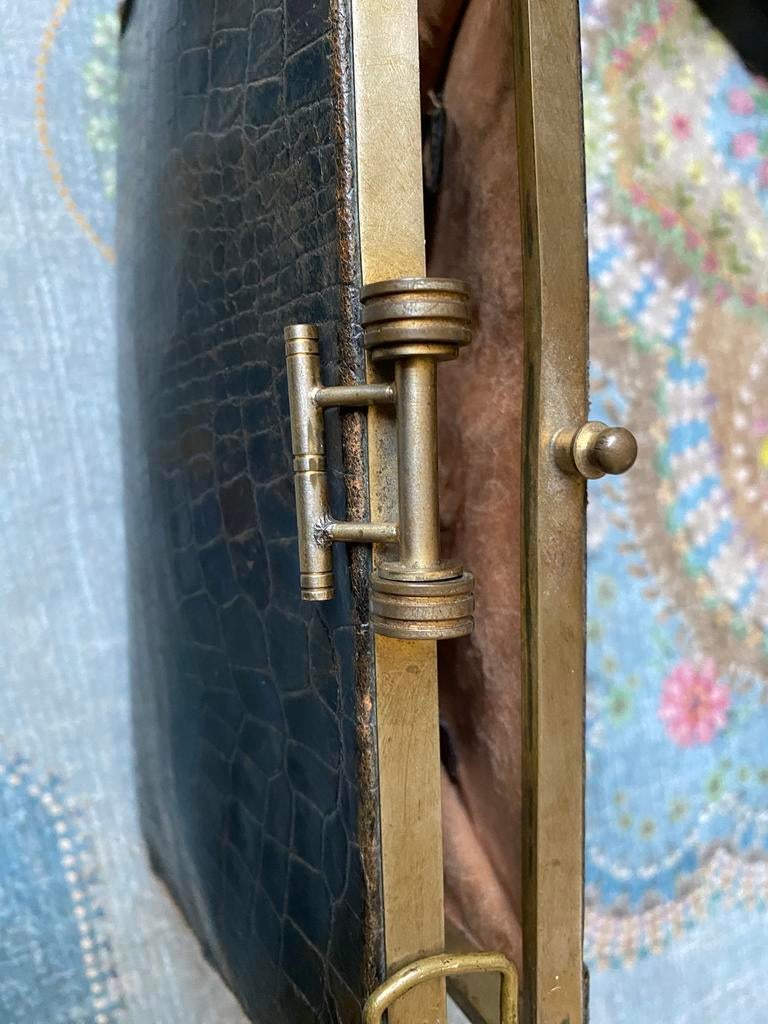 Antieke tas clutch leer, Ophalen of Verzenden
