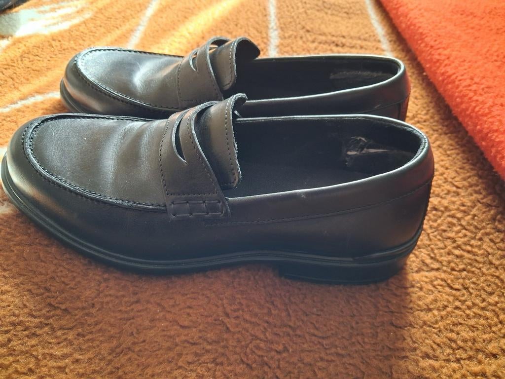 Zwarte leren instappers van ECCO maat 38, Ecco, Ophalen of Verzenden, Zo goed als nieuw, Instappers