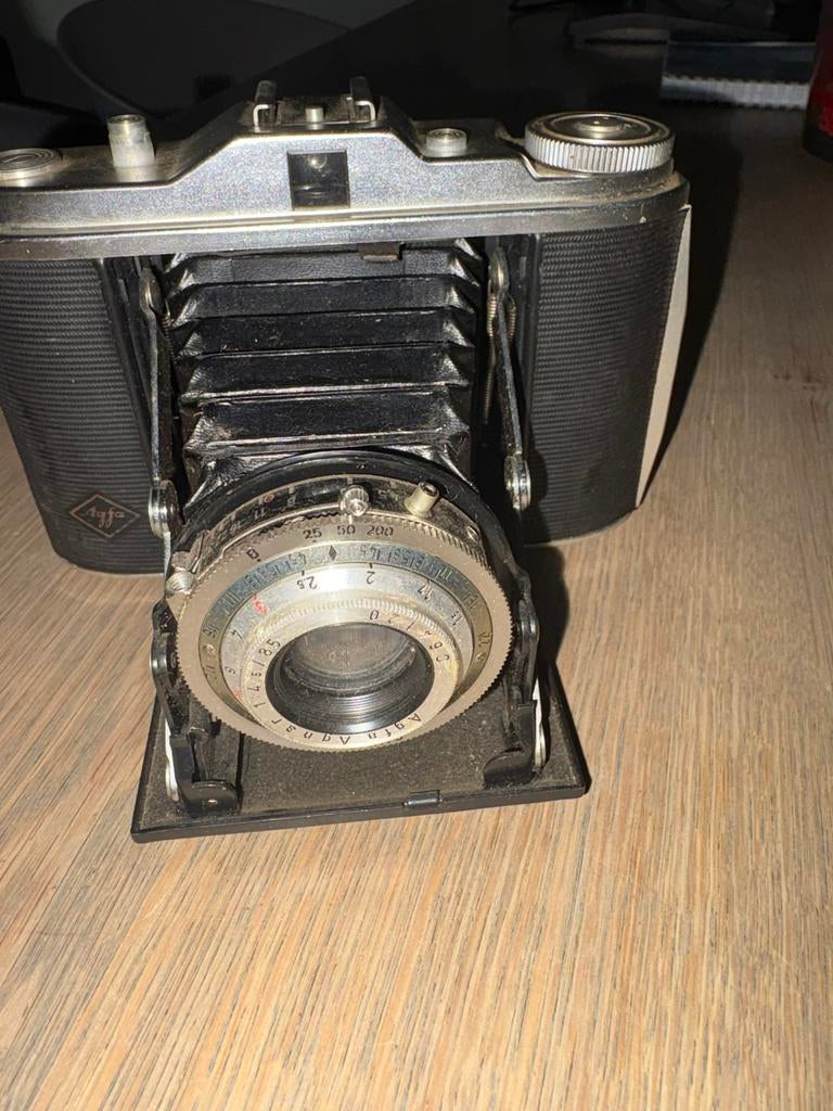Vintage Agfa Isolette camera + originele flitser – jaren 50, Ophalen of Verzenden, Gebruikt, Compact, Overige Merken