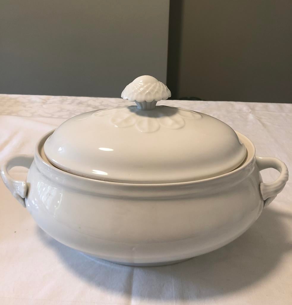 Soepterrine van wit porselein, Overige typen, Ophalen of Verzenden, Zo goed als nieuw, Effen