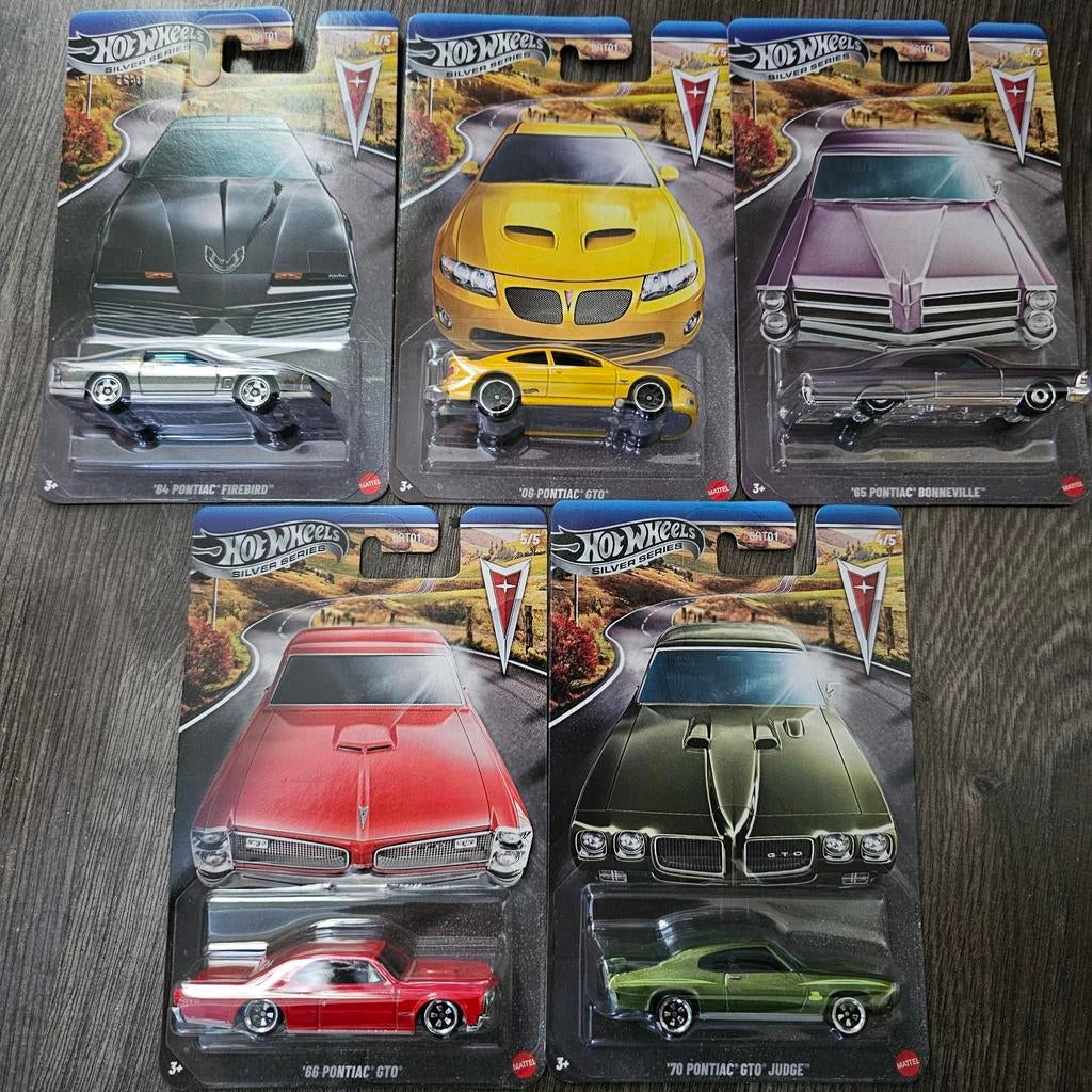Hot Wheels Silver Series Pontiac Set (5 stuks), Mattel Inc., 636 Girard Avenue, East Aurora, NY 14052, USA, Nieuw, Ophalen of Verzenden