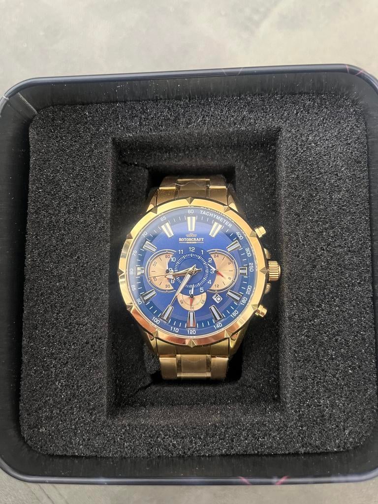 NIEUW: Rotorcraft Savage RC4503 Horloge – Goud/Blauw, Overige merken, Staal, Staal, Polshorloge