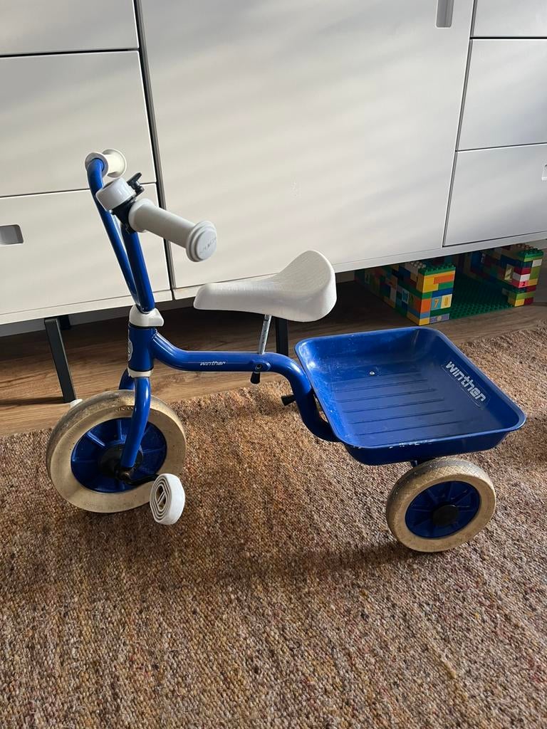 Blauwe Winther driewieler, Ophalen, Gebruikt, Verstelbare zitting