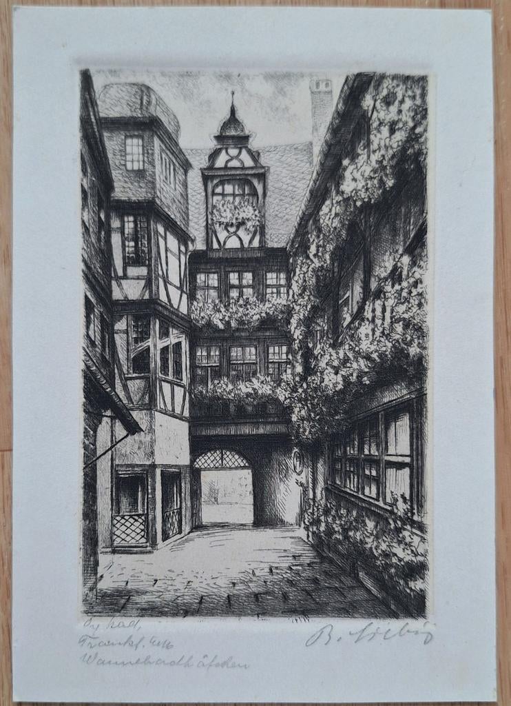 Ets Bernhard Liebig - Frankfürt Wannenbachhöfchen, Antiek en Kunst, Kunst | Etsen en Gravures, Ophalen of Verzenden