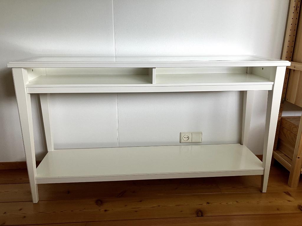 Witte sidetable, Ophalen, 100 tot 150 cm, Zo goed als nieuw, 25 tot 50 cm