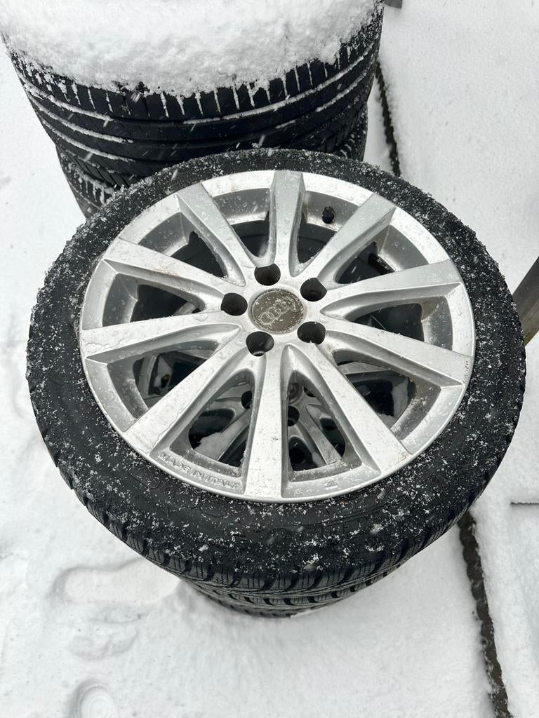 16 inch 5x100 Audi A1 VW Polo Velgen & Banden set WINTER, Gebruikt, 16 inch, Banden en Velgen, Personenwagen