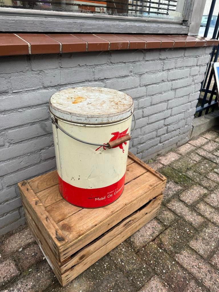 Vintage groot Mobiloil reclame blik, Verzamelen, Ophalen of Verzenden, Gebruikt, Overige, Overige merken