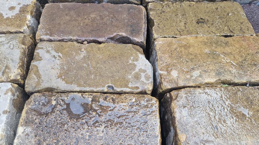 Mooie gebakken geelbronse klinkers.prachtige uitstraling, Ophalen, Overige materialen, Gebruikt, Klinkers