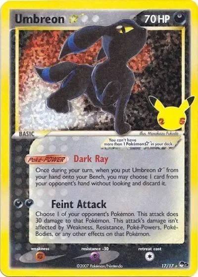 Umbreon Holo Celebrations Gold Star 17/17, Hobby en Vrije tijd, Verzamelkaartspellen | Pokémon, Ophalen of Verzenden, Zo goed als nieuw