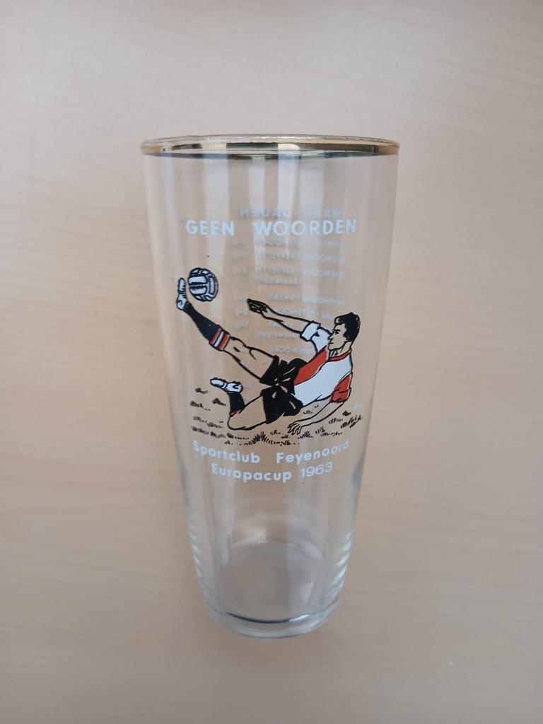 Feyenoord Europacup 1963 Bierglas, Verzamelen, Verzenden, Gebruikt, Bierglas