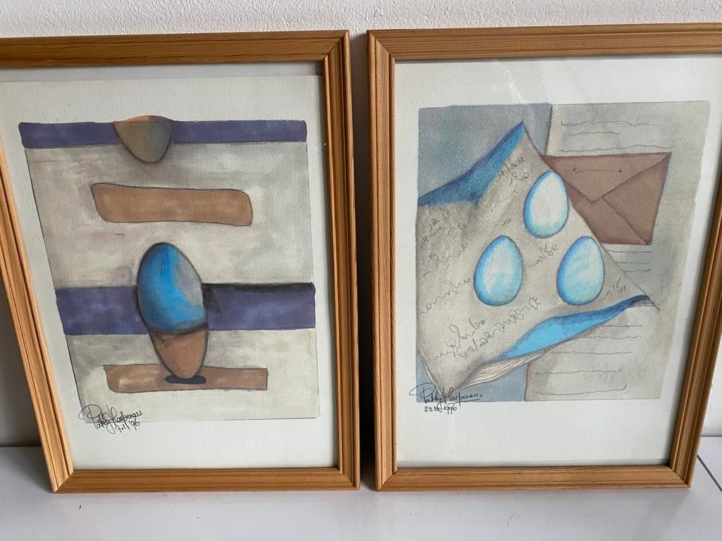 Tweeluik Patty Harpenau ‘Het ei’  gesigneerd, Ophalen of Verzenden