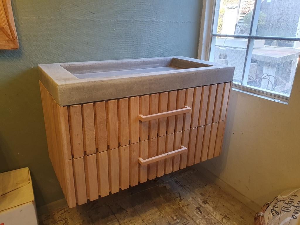 Massief Eiken Badkamer Meubel, Ophalen, Nieuw, 50 tot 100 cm, Minder dan 100 cm