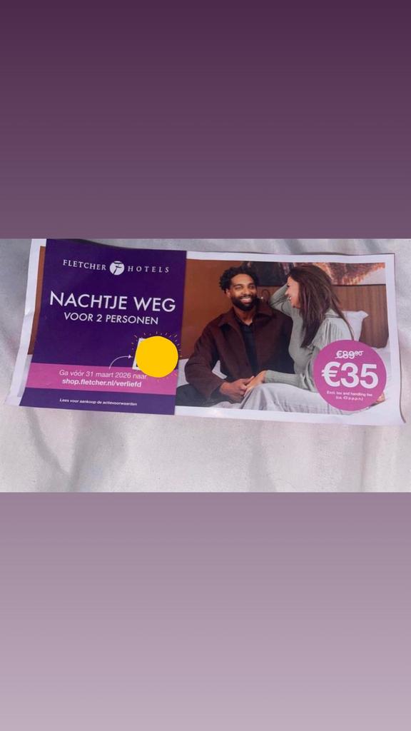 fletcher hotel nachtje weg, Twee personen, 1 overnachting