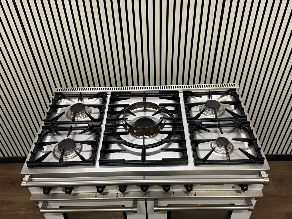 Luxe Falcon Fornuis wit met 5 pits & 2 ovens 110 cm, Fornello Esperta, Ophalen of Verzenden, Zo goed als nieuw, Energieklasse A of zuiniger