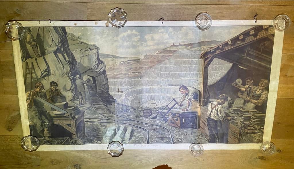 Antieke Duitse schoolkaart - Der Schieferbruch Bamberg 1912, Ophalen of Verzenden, Aardrijkskunde