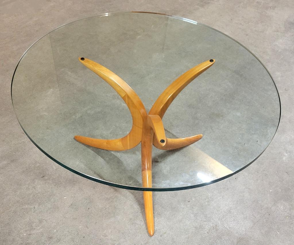 Vintage design salontafel van Alma Möbel 1960, Gebruikt, Q, Glas, Deens design, Vintage design Mid Century Modern