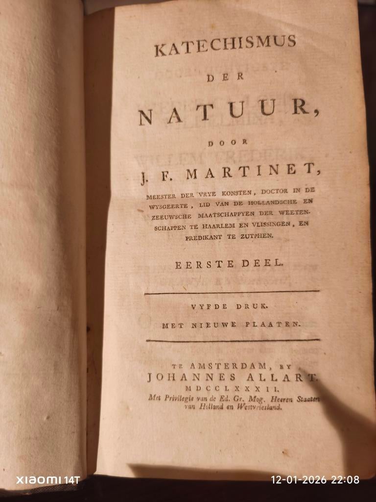 Katechismus der Natuur - J.F. Martinet - 1772, Antiek en Kunst, Antiek | Boeken en Bijbels, Ophalen of Verzenden, J.F. Martinet