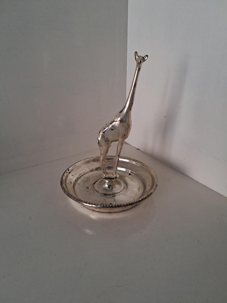 Vintage Verzilverde Giraf Ringhouder "Seba" (E.P. Zinc), Ophalen of Verzenden