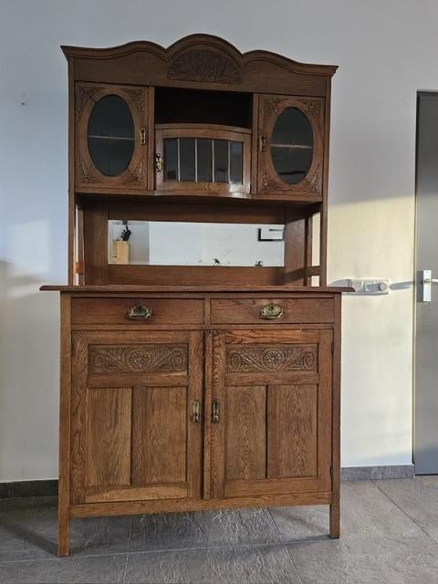 Sierlijke vintage buffet kast met geslepen glas, Huis en Inrichting, Kasten | Buffetkasten, Ophalen, Met plank(en), Gebruikt, 100 tot 150 cm