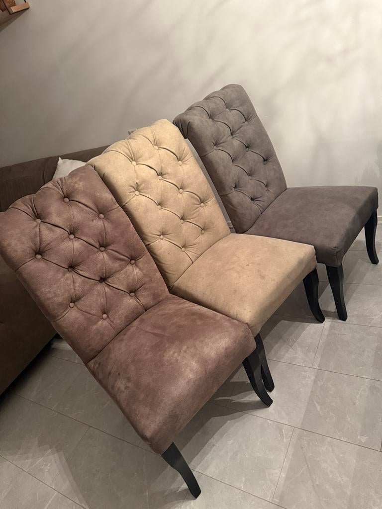 Eetbank+3 eetkamerstoelen van merk DUBBELMAN, Ophalen of Verzenden, Gebruikt, 4 tot 6 stoelen