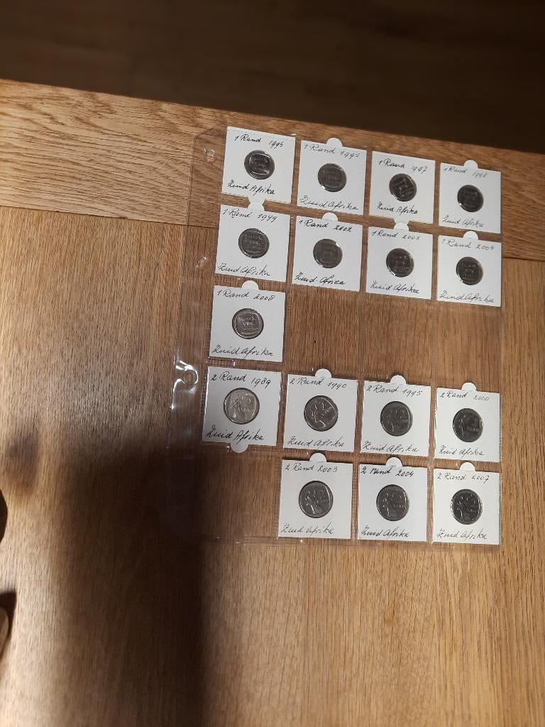 Zuid Afrika. 1 en 2 Rand. 16 stuks 1989-2008. UNC, Ophalen of Verzenden, Zuid-Afrika