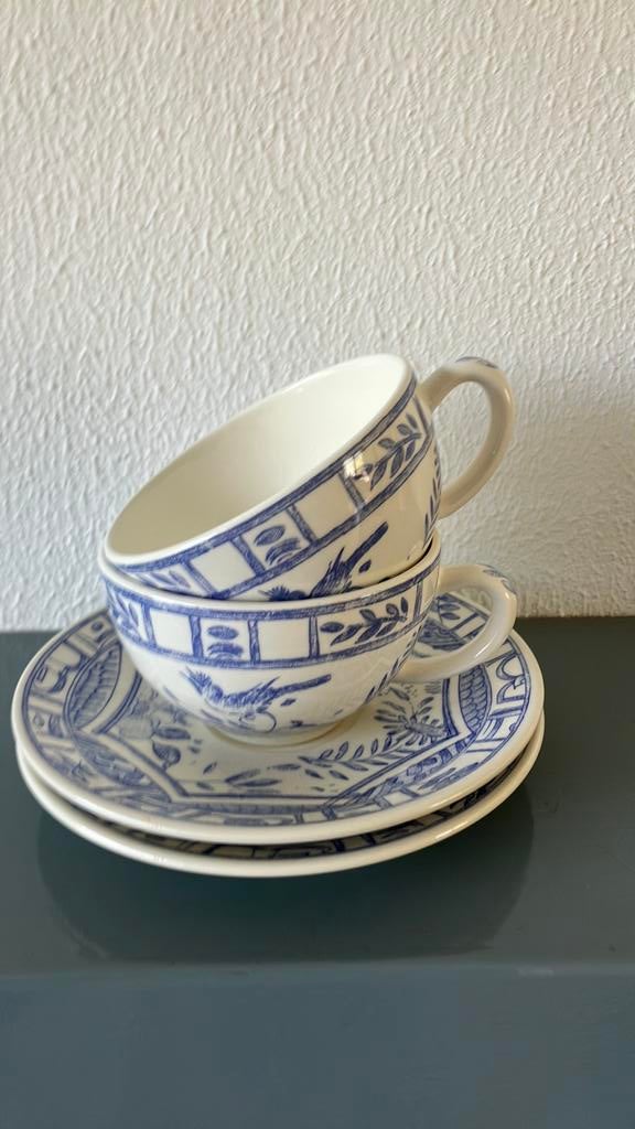 Oiseau Bleu Gien koffiekop en schotel, Ophalen of Verzenden, Zo goed als nieuw, Overige stijlen, Kop(pen) en/of Schotel(s)