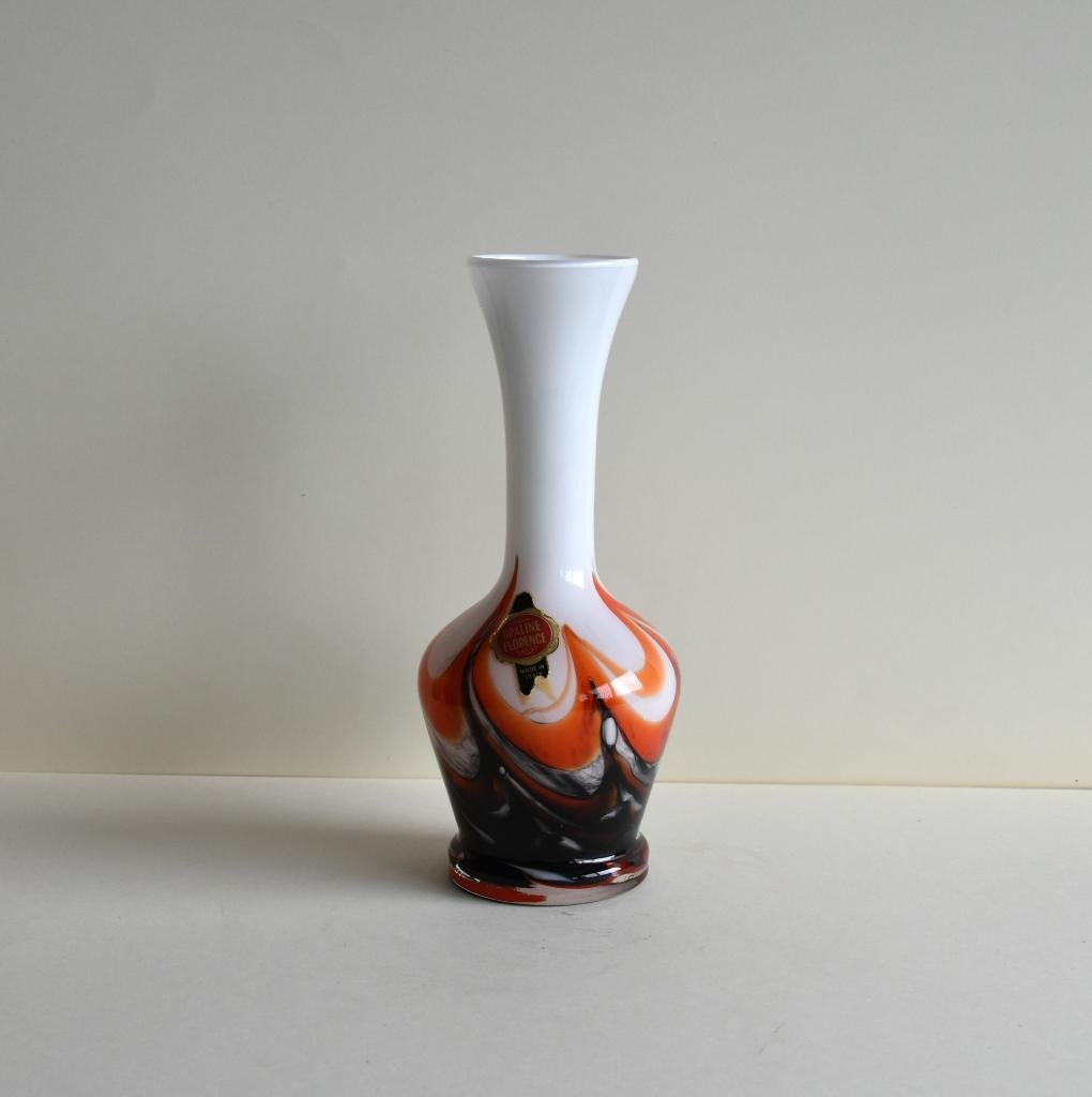 Vintage Murano opaline glazen vaas, Ophalen of Verzenden