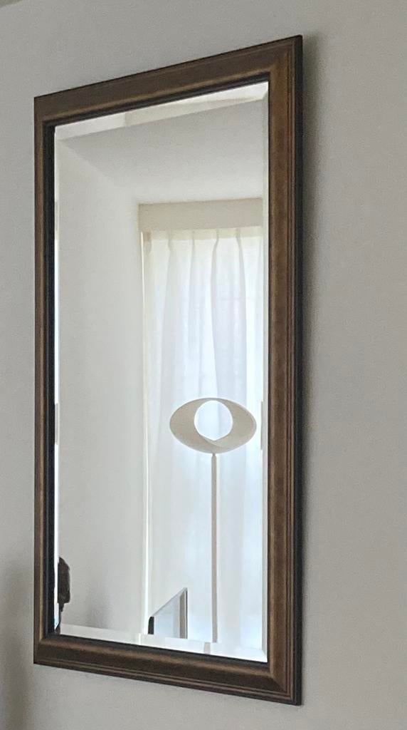 Prachtige grote spiegel met bronskleurige lijst 100x70 cm, Ophalen, Zo goed als nieuw, Rechthoekig, Minder dan 100 cm