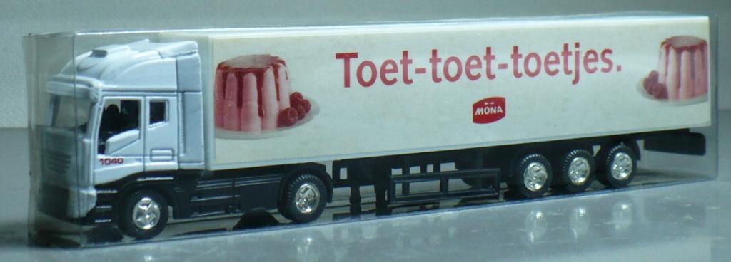 Model vrachtauto met MONA-toetjes oplegger  NOG 3 DAGEN, Ophalen of Verzenden, Nieuw, Bus of Vrachtwagen, Overige merken