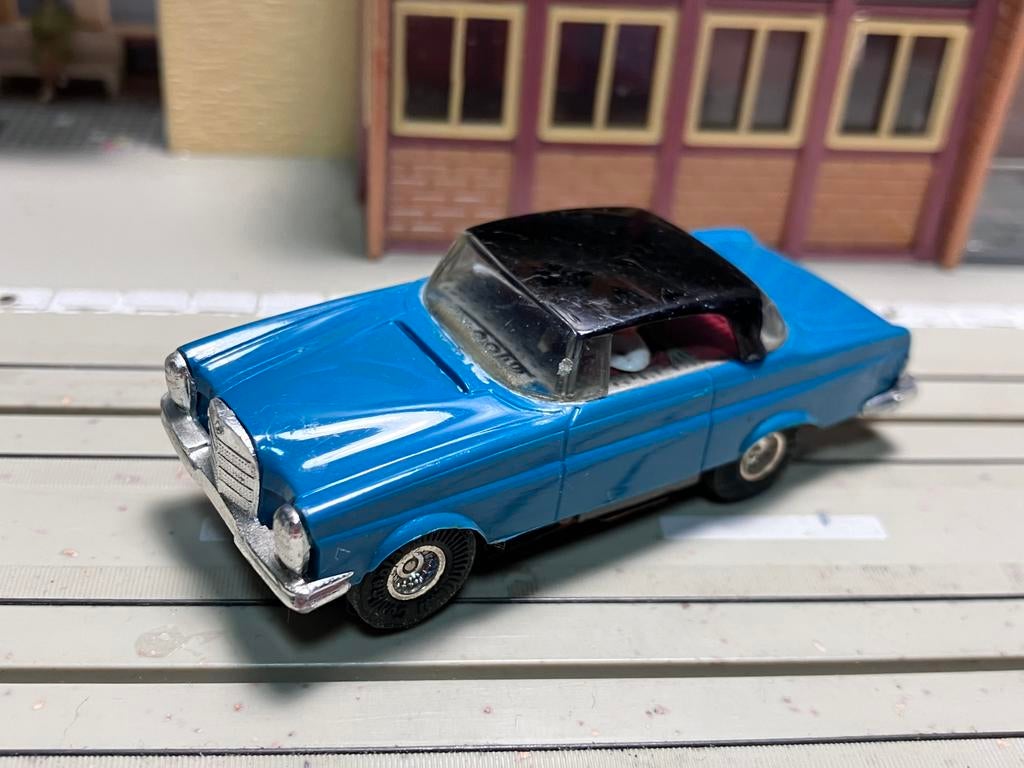 Faller AMS Mercedes 300SE blauw zwart blokmotor B4, Kinderen en Baby's, Speelgoed | Racebanen, Ophalen of Verzenden, Zo goed als nieuw