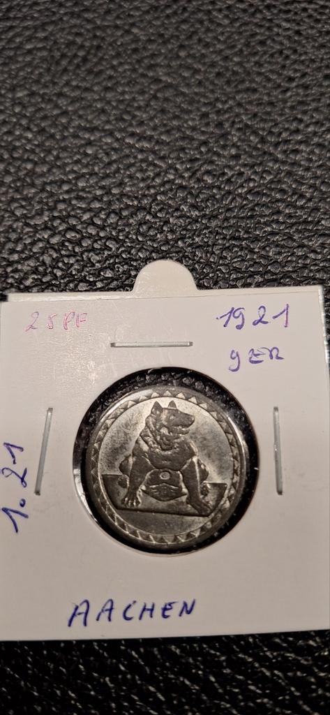 Duits notgeld 25 pfennig 1921 Aachen ijzer, Ophalen of Verzenden, Duitsland