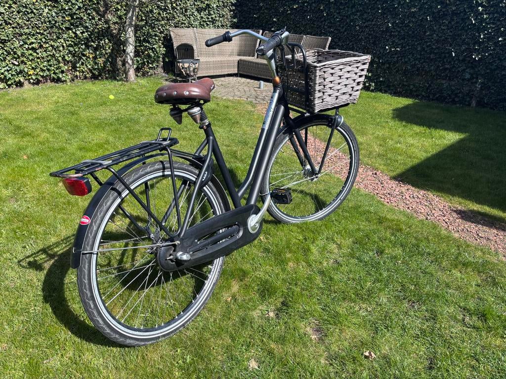 Zwarte Gazelle dames stadsfiets met mand - Frame 53 cm, 50 tot 53 cm, Ophalen, Gebruikt, Gazelle