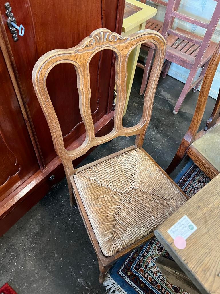 Vintage houten stoelen met rotan zitting (2 stuks), Ophalen