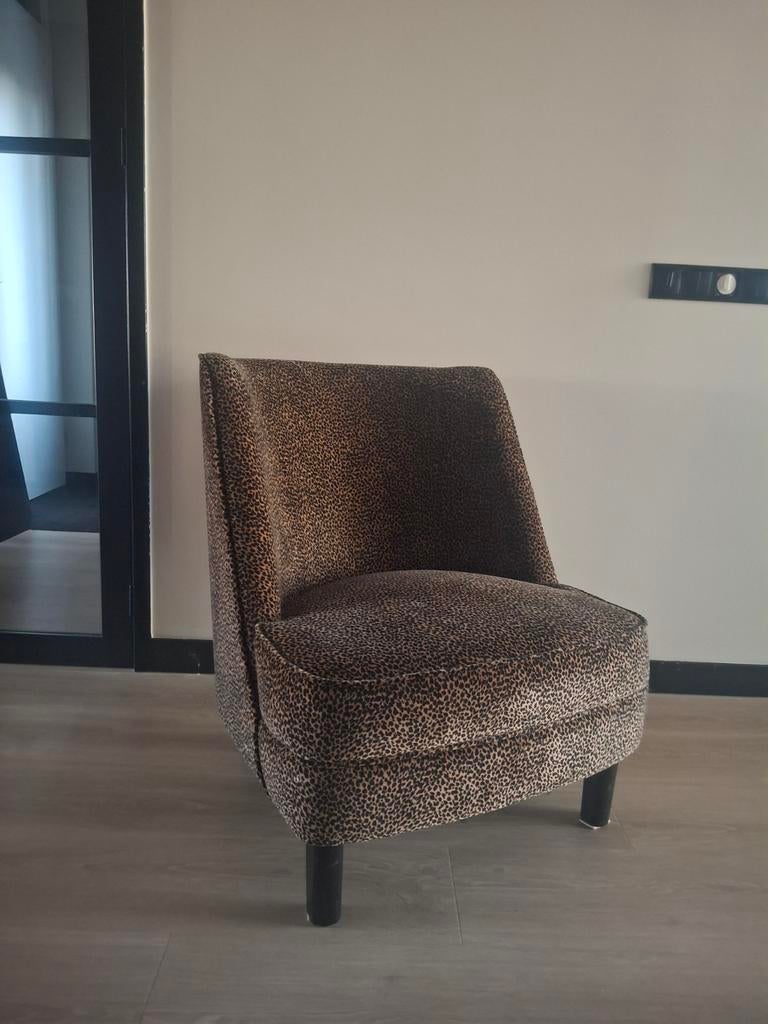 Compact stoeltje met panterprint (bruin met zwart), Ophalen, Gebruikt, Modern, Speels, Bruin